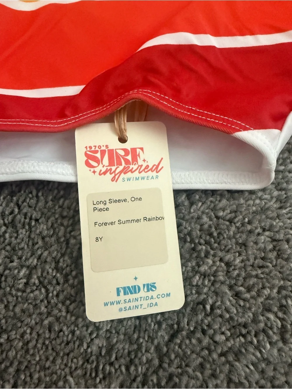 Saint Ida Rainbow Stripe Long Sleeve Swimsuit Sz 8